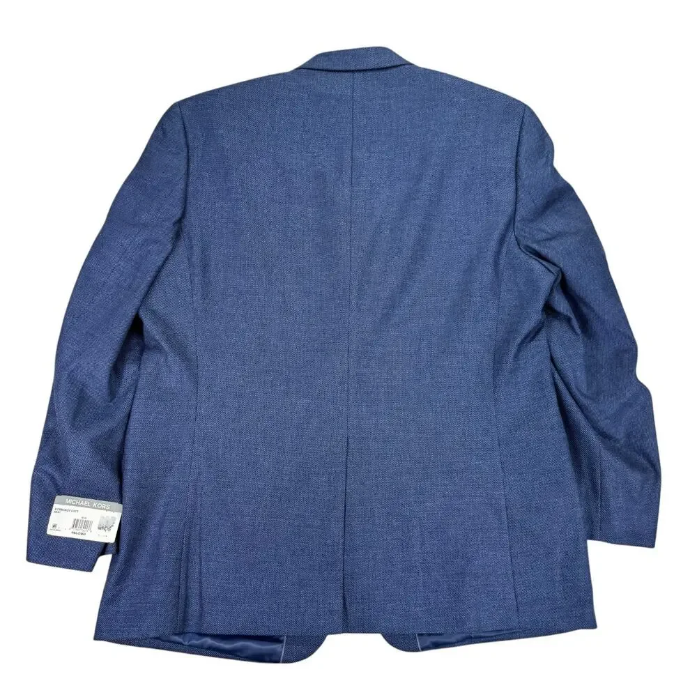 Michael Kors Mens Kent Classic Fit Stretch Twill Sport Coat Blue 46L